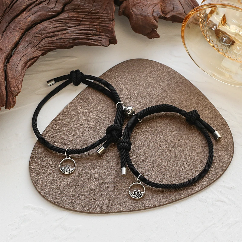 

Couple Magnetic Bracelet Set Mutual Attraction Rope Braided Charm Pendants Bracelet Couple Gift Jewelry for Women Men, Picture