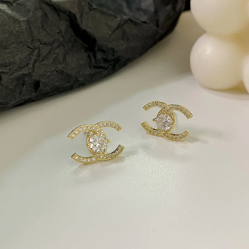 

fashion crystal luxury designer letter earrings