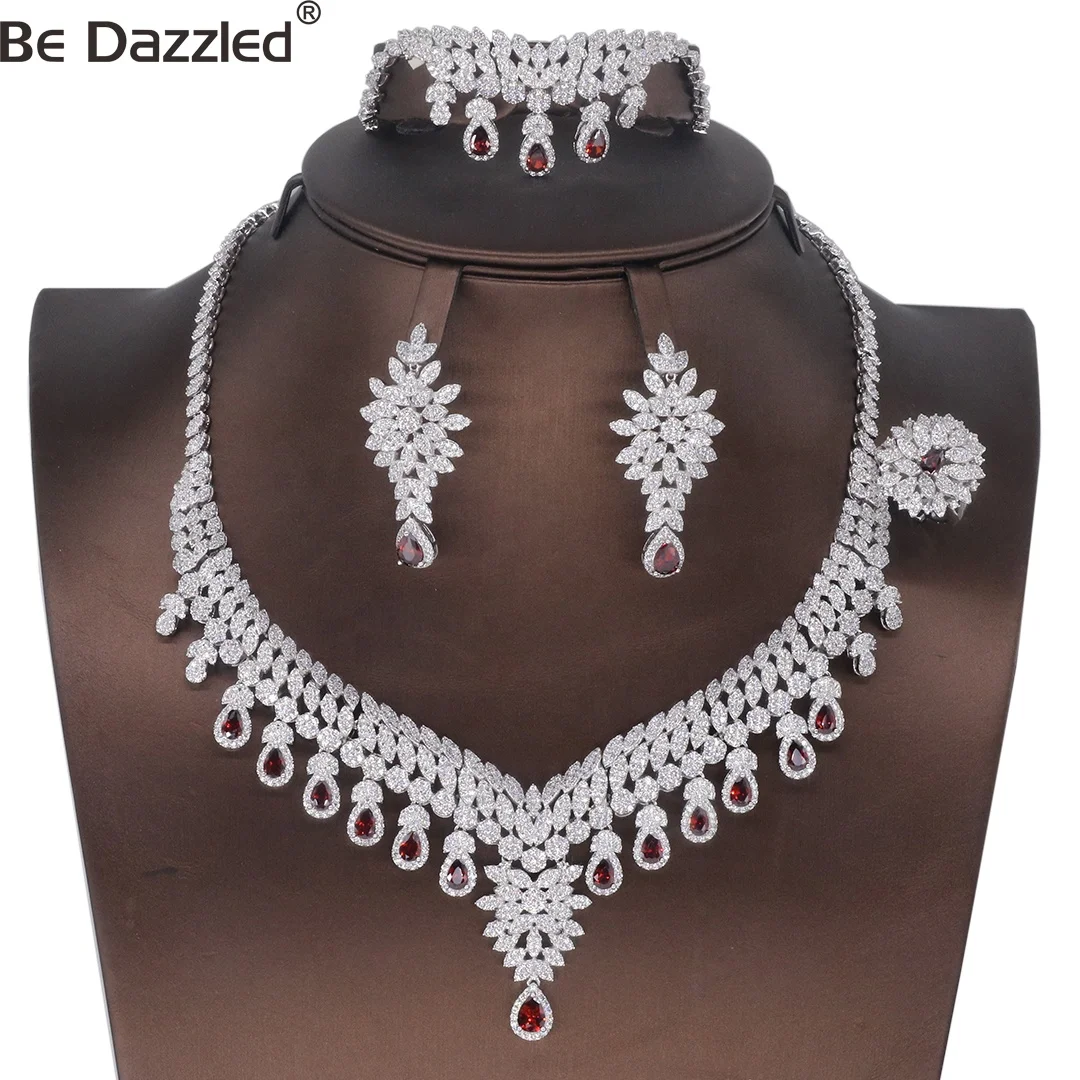 

Bedazzled Jewelry Set Silver Kits Necklace Earrings Ring Bracelet Woman Jewelry sets Elegant Party Wedding Gift Zircon