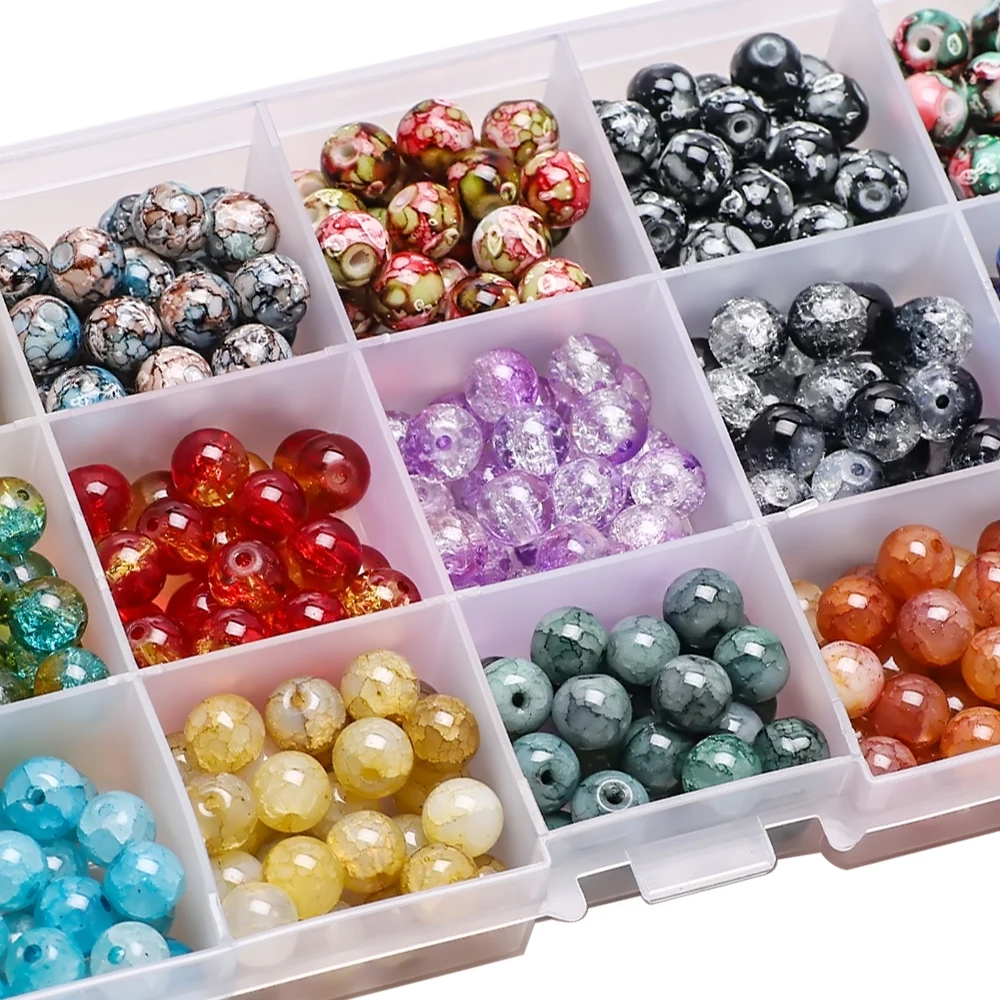 

Glass Loose Round Beads For Jewelry Making 8MM Crystal Spacer Beads Box Set For Bracelet Earring DIY Needlework Accessories