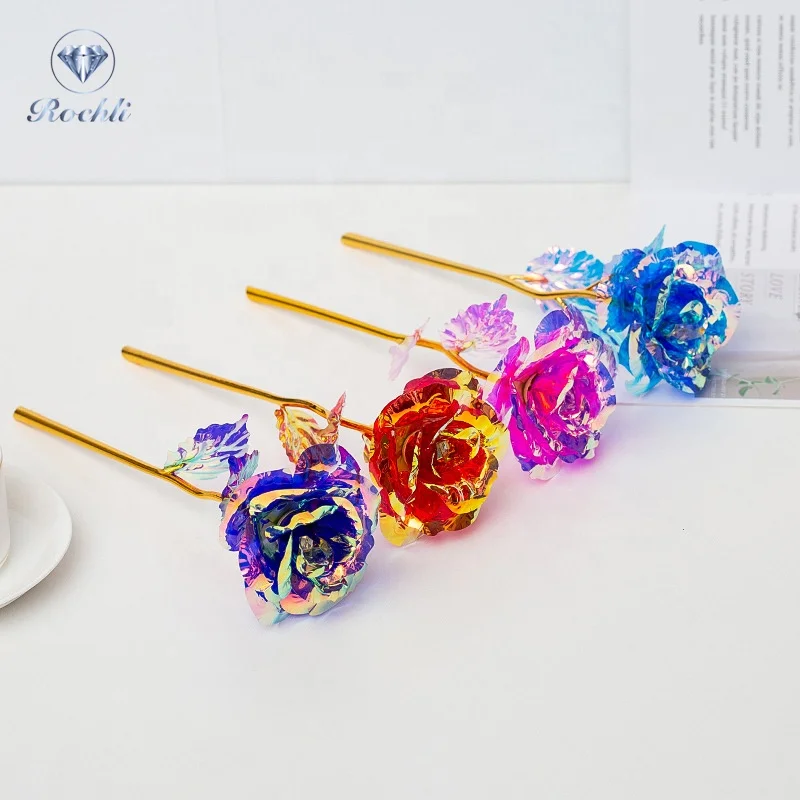 New arrival galaxy rose long stem wedding decoration artificial rose flowers valentines day gifts with led light