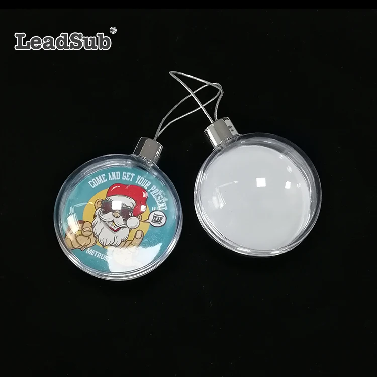 

Leadsub Wholesale Hanging Christmas tree hanging ornament Diy Aluminum insert Christmas ornaments plastic Transparent balls sale