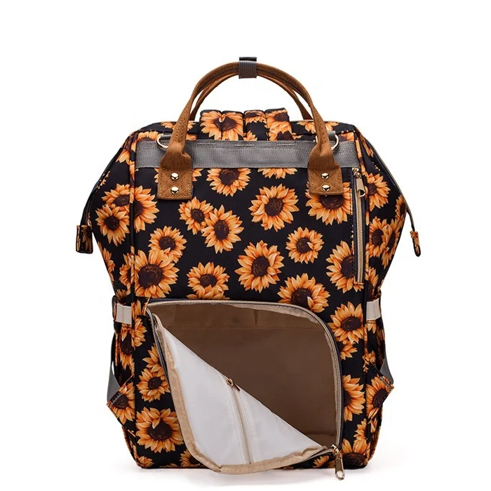 

Sunflower Cow Bull Skull Leopard Printed Backpack High Capacity Mommy Diaper Bags