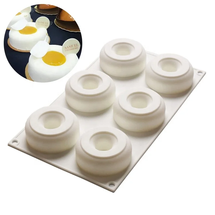 

6-cavity D7cm doughnut Chocolate silicon soap mold square handmade soap mold for Cake DecoratingMaking mousse cakeCupcake,pastry, White