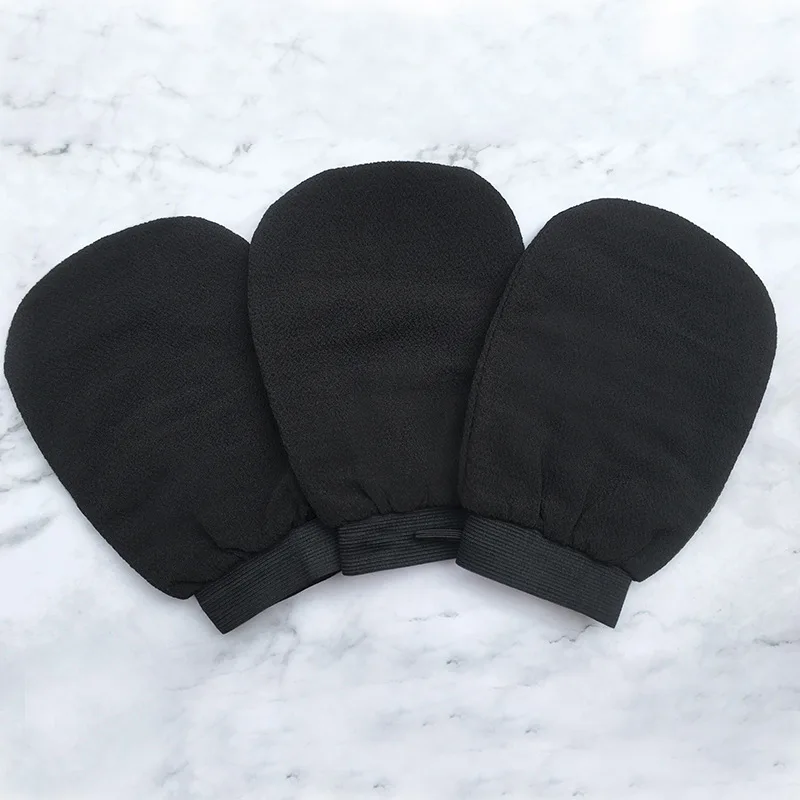 

Exfoliating Mitts Double Sided Use Scrubbing Exfoliating Mitt with Hanging Loop for Men Women Dead Skin Remover Body Scrubber, Black/customized color