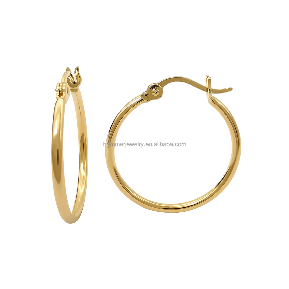 

Fashion Hoop Earring AU585 14K Real Gold 20mm Hoop Earrings Hot Selling Earrings Fine Jewelry