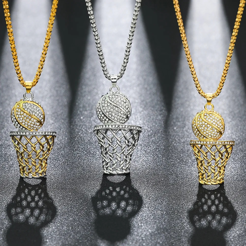 

Hip-hop hiphop sports fashion jewelry personalized ball frame basketball hoop necklace pendant