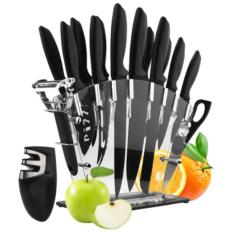 

JX---Home Hero 17 Pieces Kitchen Knives Set 13 Stainless Steel Knives + Acrylic StandScissors
