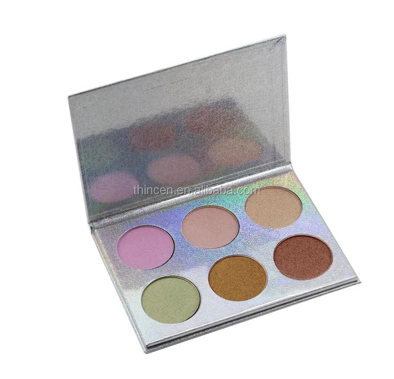MSDS Certificated 6 Colors Private Logo Customizable Pigment Face Makeup Cosmetics Highlighter Palette