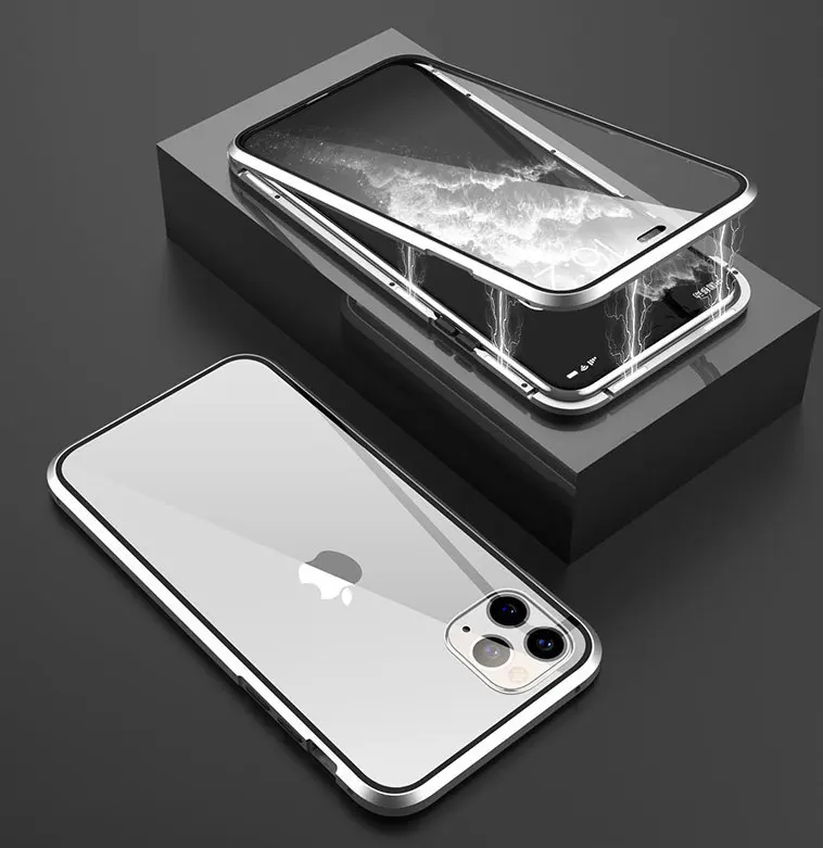 Metal Bumper Double Side Glass Protector Absorption Phone Case
