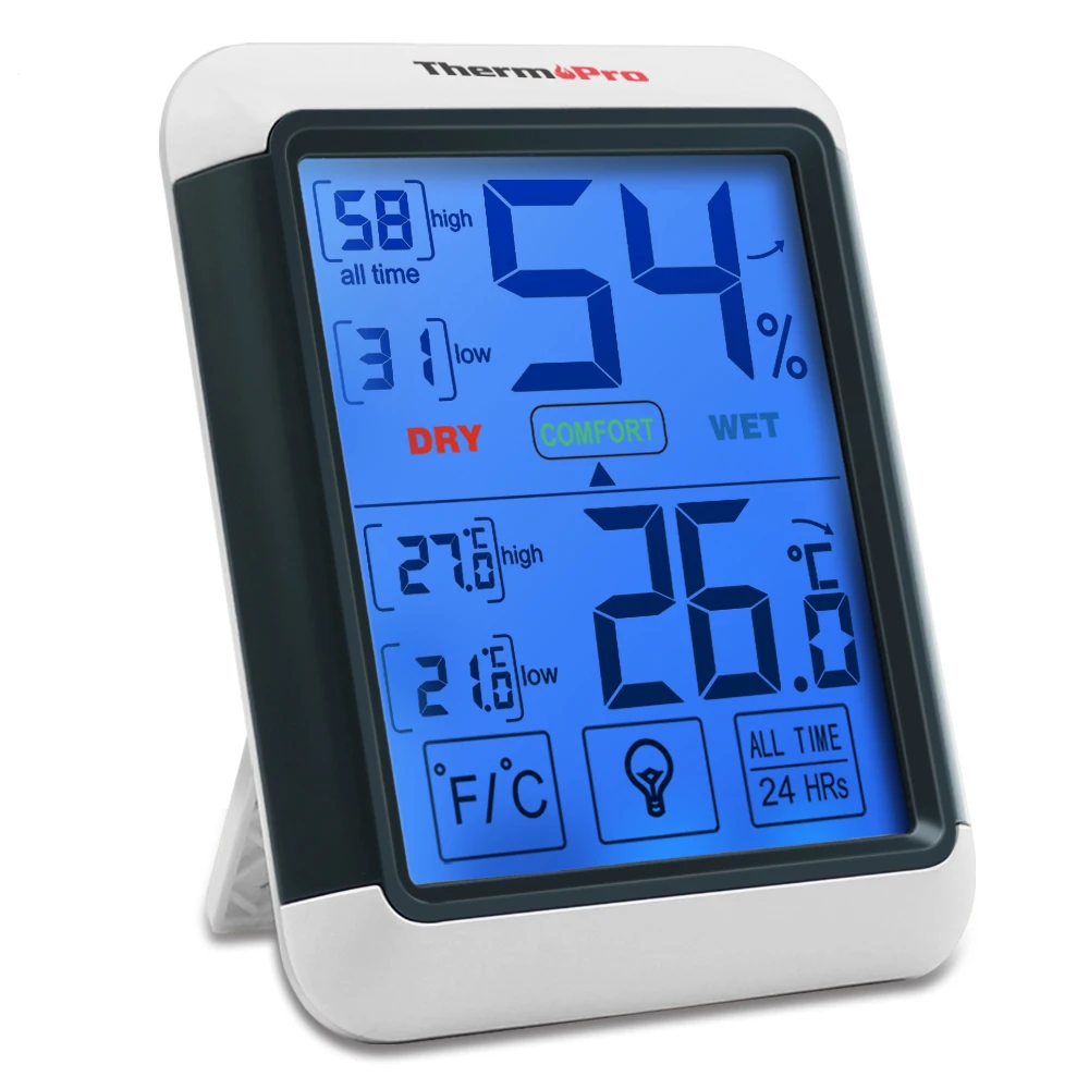 

ThermoPro TP55 LCD Digital Laboratory Thermometer Hygrometer Professional Weather Station with Magnetic, White