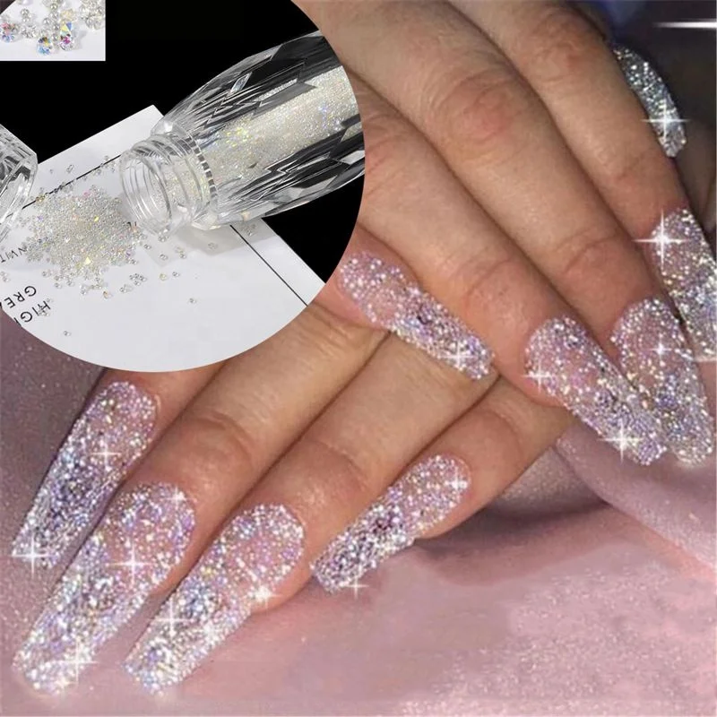 

Summer Nails Art Micro Diamond Glass Crystal Rhinestones Pixie Dust Beads Gliter Pixie Ab Crystal for Nail Art Design, 8 colors