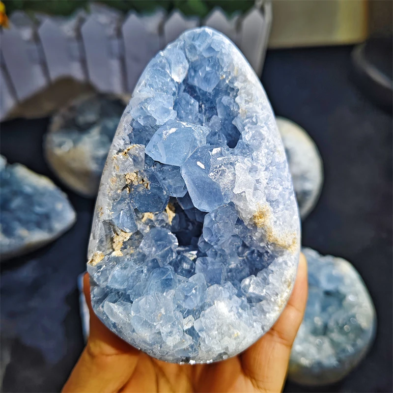 Blue Celestite Healing Gemstone Crystal Geodes Blue Raw Celestite Crystal Cluster Geodes for Sale