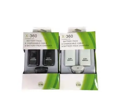 

3 in 1 battery kit for xbox 360 with 4800mah white and black with battery game pad battery kit replacement kit