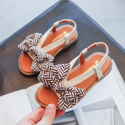

2021 wholesale Designer New Summer Popular Flowers Pu High Quality Comfortable Little Girls Sandalias Children's Sandals, Brown,beige,black