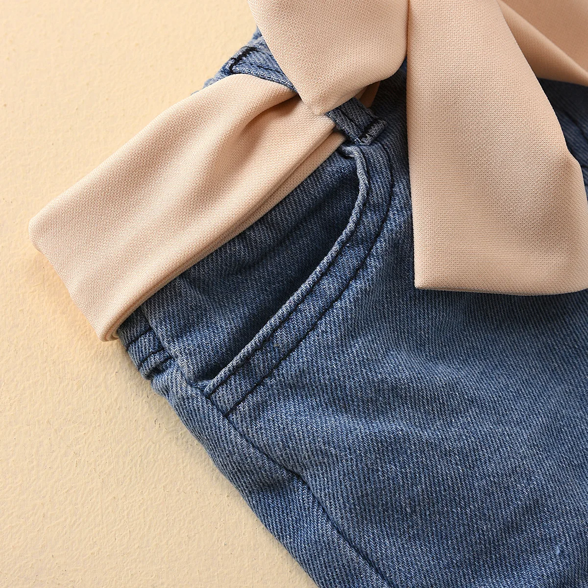 

Wholesale Summer Toddler Girl Pure Color Sleeveless Backless Top + Jean Shorts