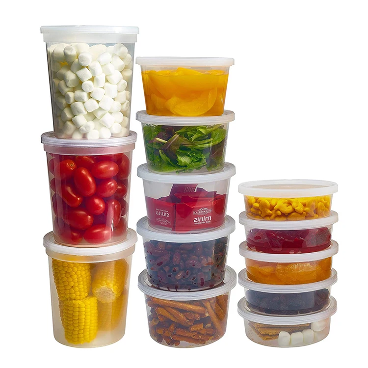 

Disposable Microwave Plastic Custom printed 8 oz Round Plastic deli Food Storage Containers with Lids