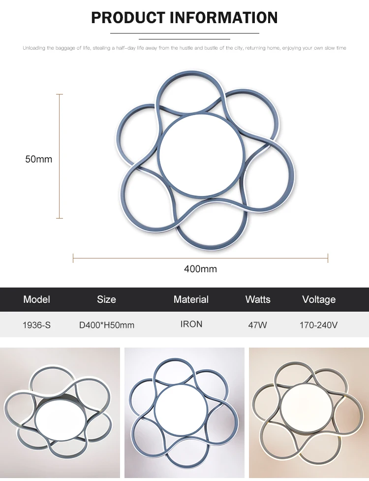 New design modern flower decoration surface mounted dimmable led ceiling lamp