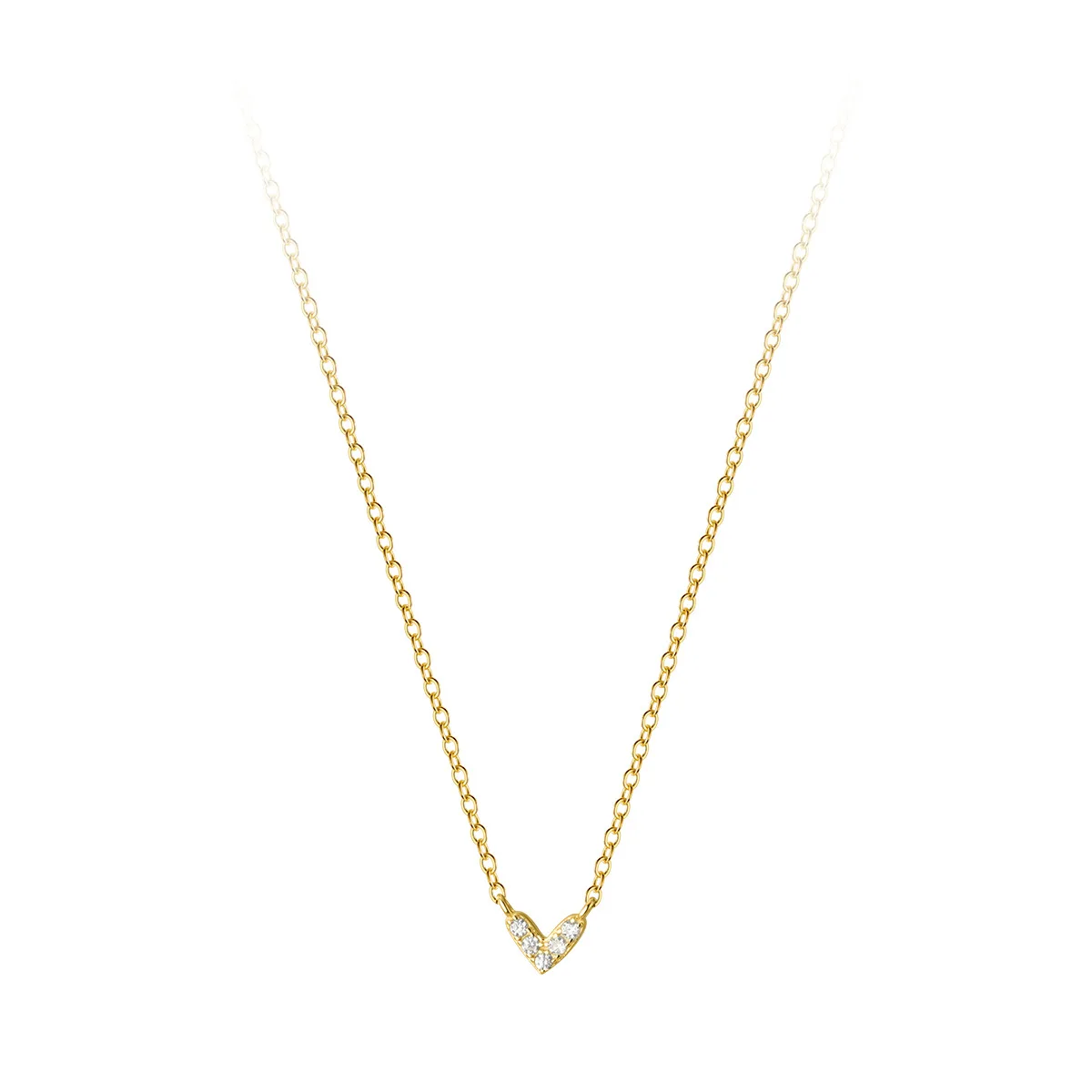 Fashion Minimalist Jewelry 925 Sterling Silver Small Heart Zircon Necklaces love Heart Gold Plated Necklaces for Women