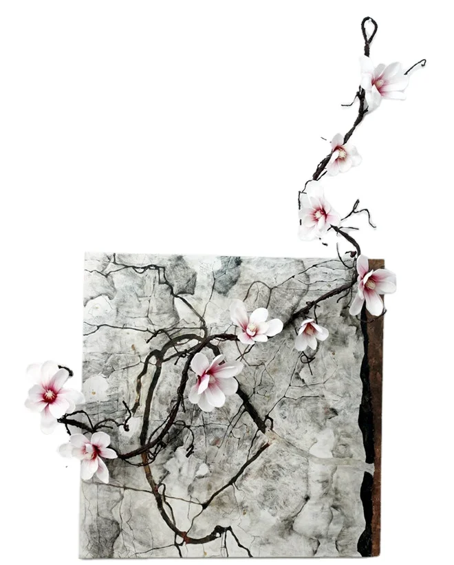 

Y0019-3 Wholesale Wall Decorative Foam Branches 3D Silk Artificial Magnolia Wreath