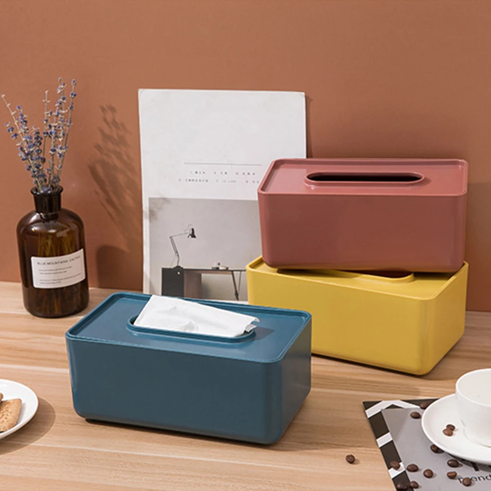 

Plastic Tissue Box Wet Tissue Holder Baby Paper Storage Box Paper Towel Dispenser Home Napkin Organizer, White yellow .blue blue