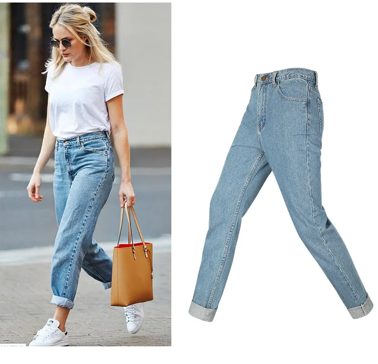 

Ladies Denim Fabrics Jeans Women High Waist Cotton Mom Jean Pantalones Trousers 2020 New Arrivals Fall Casual Clothing Wholesale