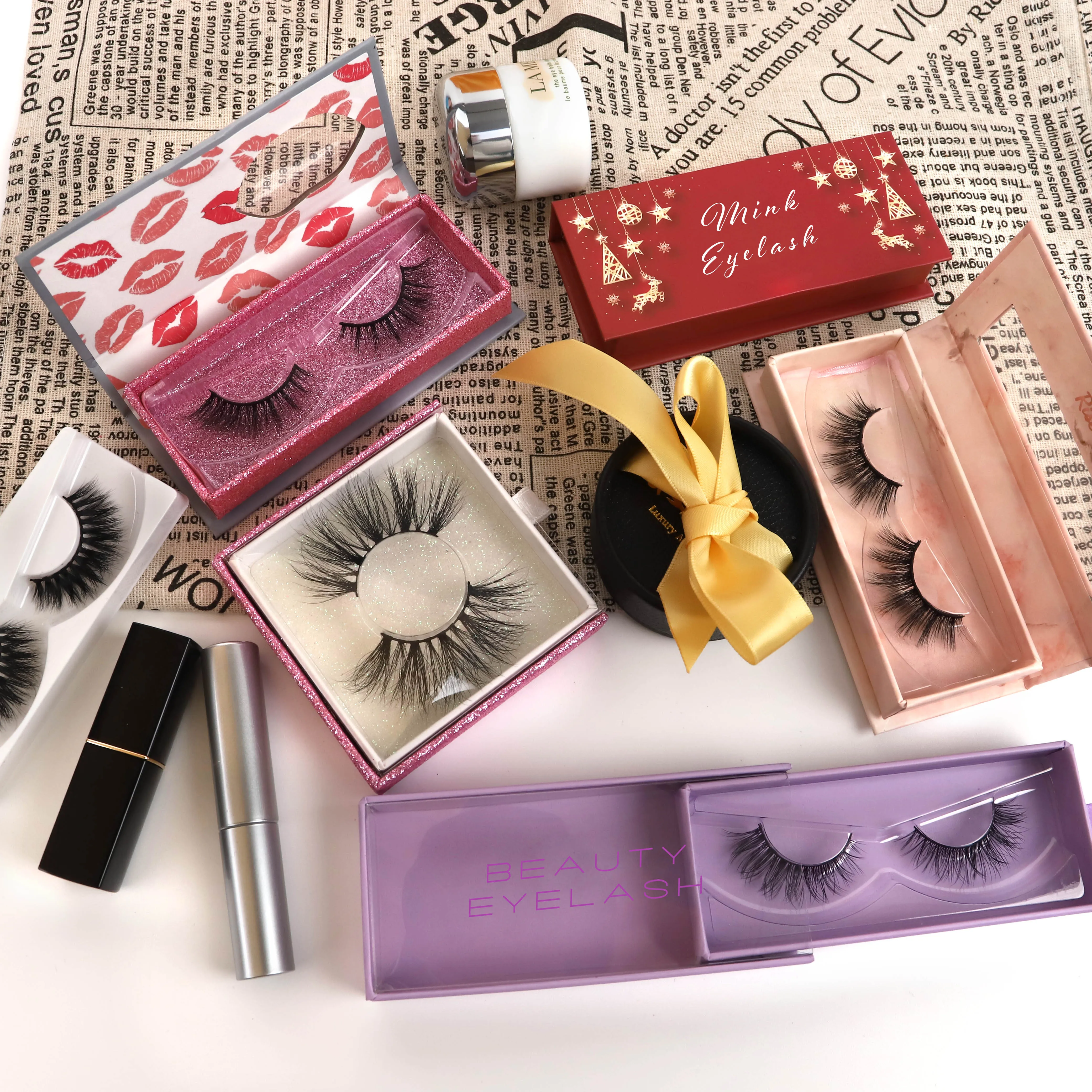 

Custom professional logo box 3D lashes 25 mm real mink lashes
