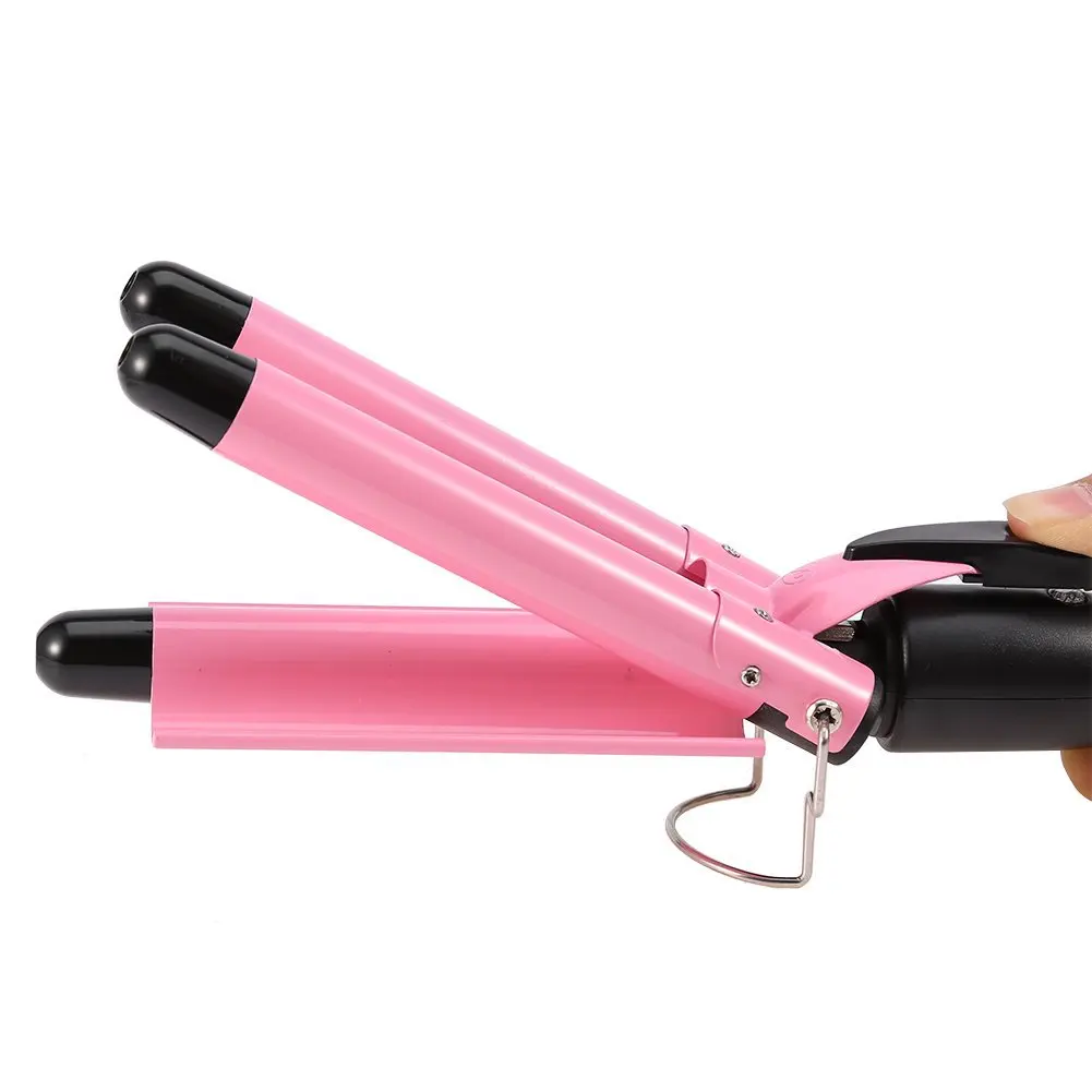 

Top Styling Tool MINI Curling Iron Ceramic Triple, Equipment Hair Salon Woman Hair Tool MINI Curling Iron Hair Curler, Pink