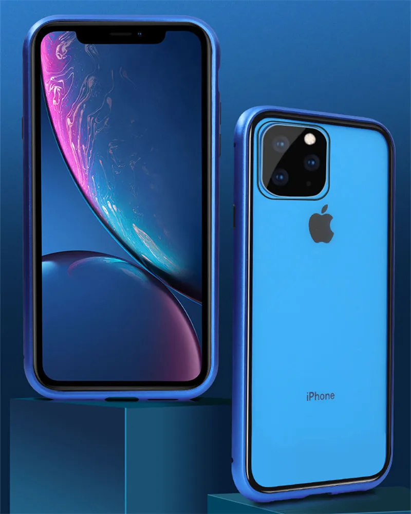正面和背面双面钢化玻璃磁性吸附手机保护套 2019 新款 iphone 11 pro