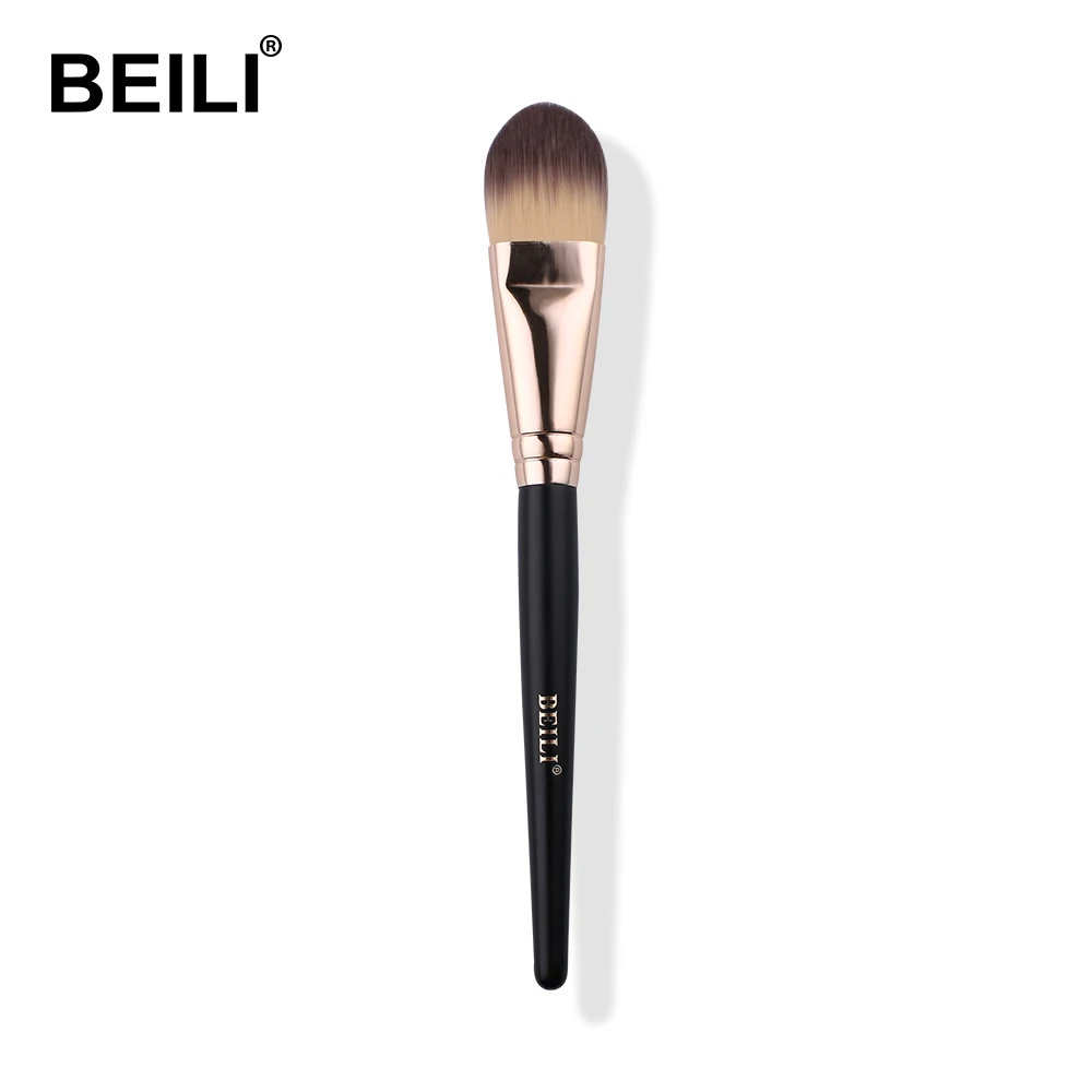 

BEILI New Fashion Single Face Foundation Makeup Brush Kit Wooden Handle Cosmetic Brush Mini Mask Black Beauty Cosmetics Tools