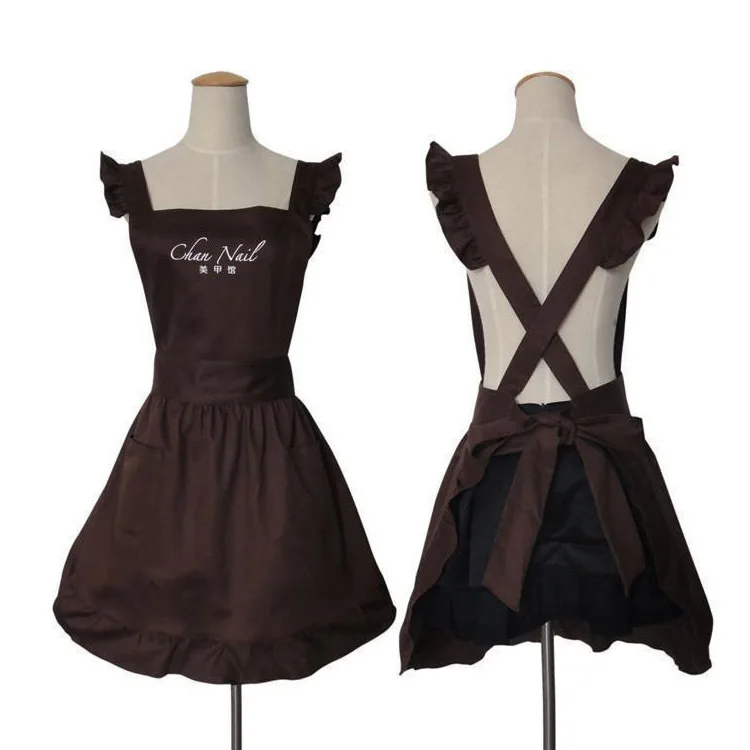 Korean Solid Color Apron Women's Beauty Salon Nail Salon Coffee Shop Restaurant Apron Customization