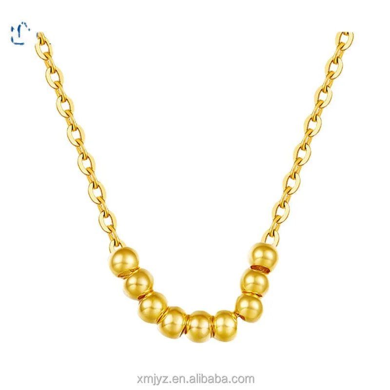 

3D Hard Gold Perfect Necklace Female Small Gold Bead Gold Pendant Smile 925 Silver Necklace Net Red Live Wholesale