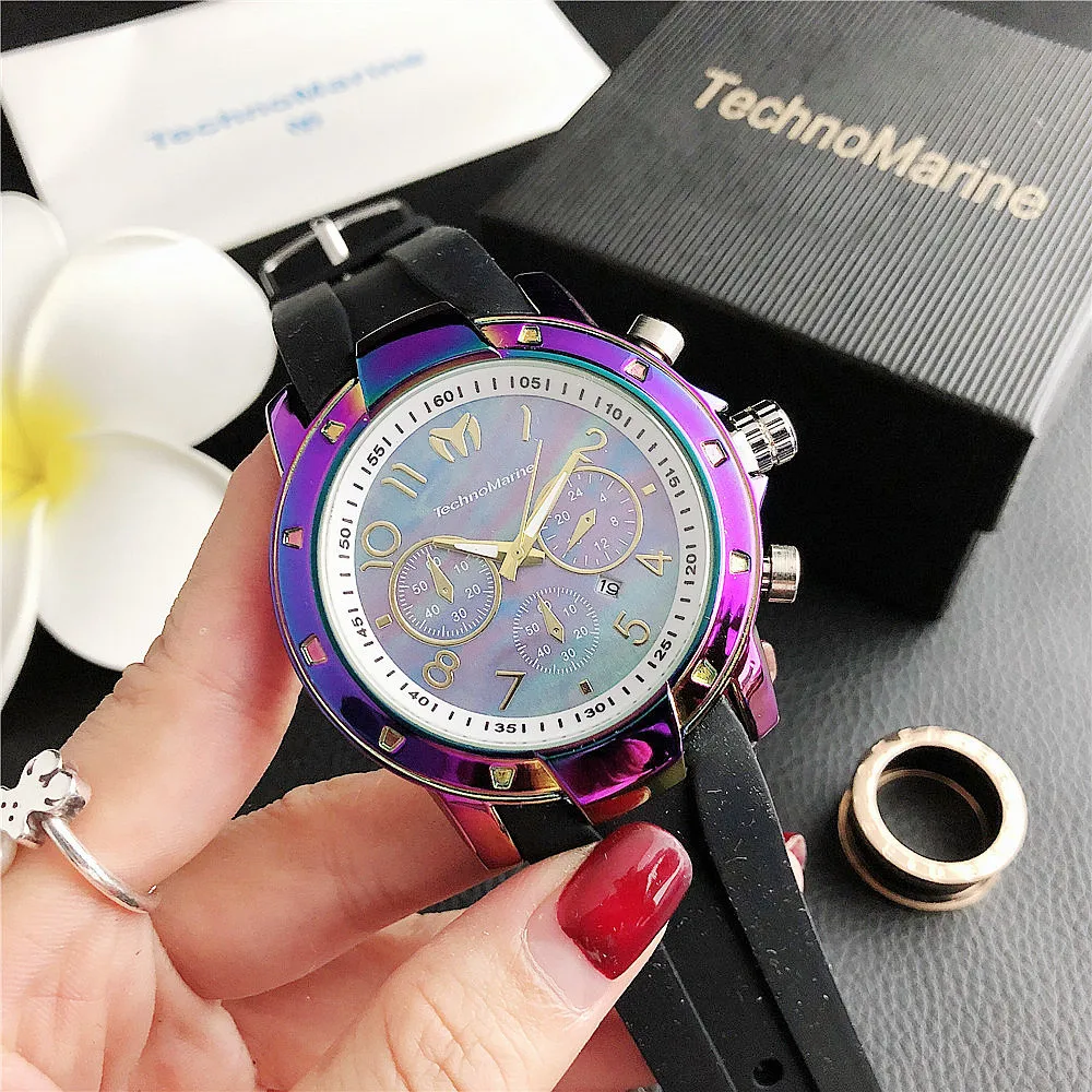 

New 2021 women's luxury silicone Rainbow Large Dial Watch