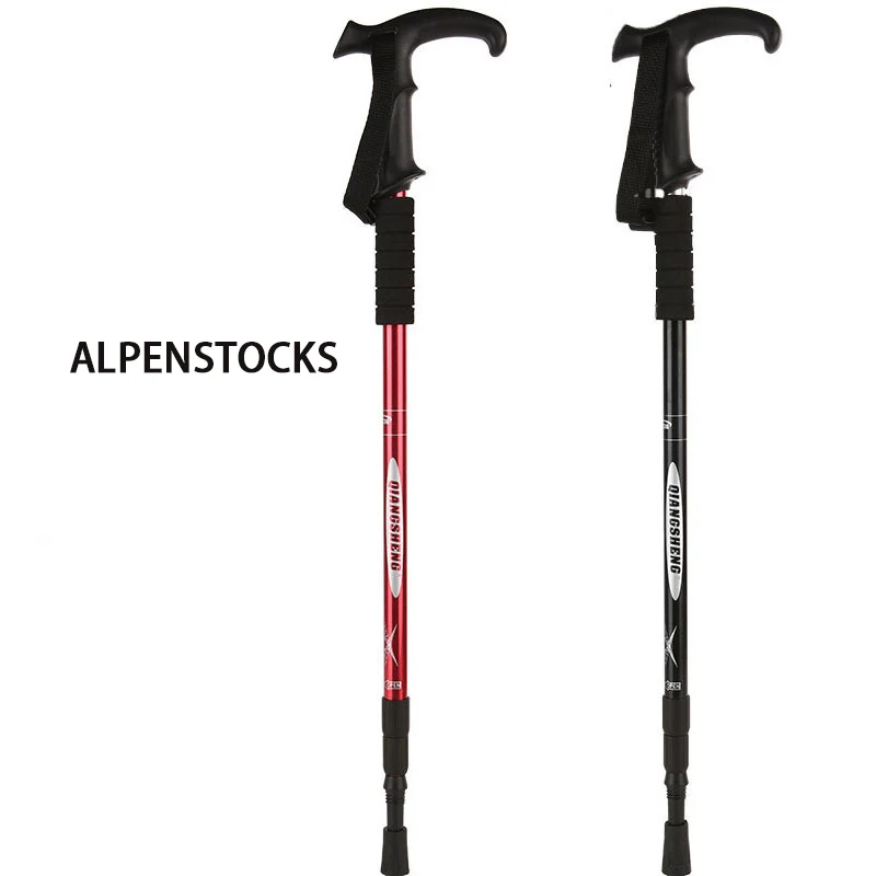 

Amazon Selling Outdoor Portable Retractable Mountaineering Stick, Black, red, blue, silver