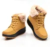 Women's boots winter inner fur snow lace up shoes anti slip warm wedges boots