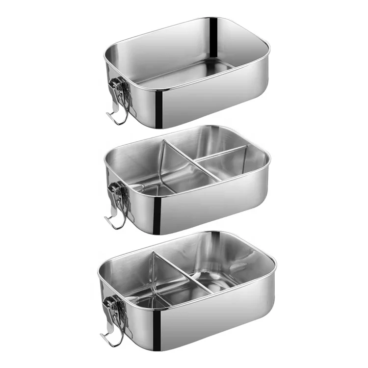 

Food Grade Rectangular Electric Metal Stainless Steel Bento Lunch Lock Box, Silver