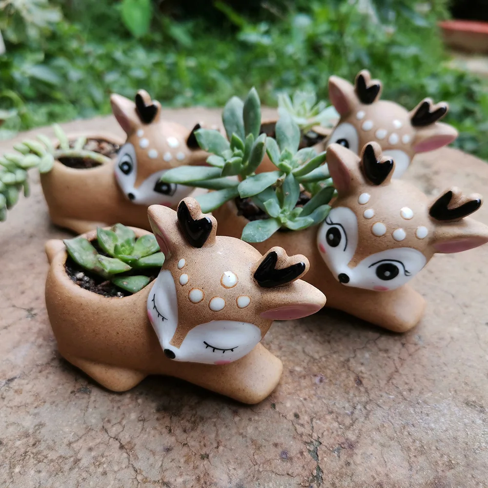 

hot sale products in 2020 top 50 animal flower pot cute succulent pots ceramic succulents planter for succulents deer flower pot, As image