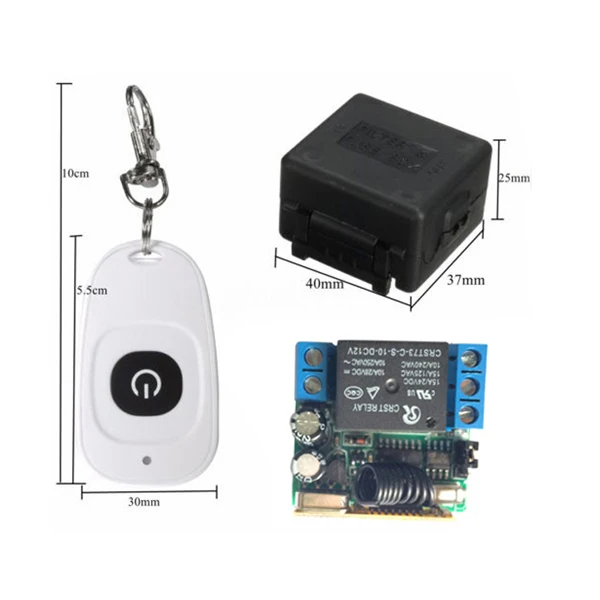 

Mini Wireless RF Remote Control Switch 10A Relay Output Radio DC 12V 1 Channel Receiver