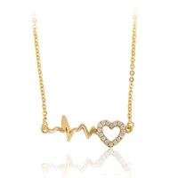 

46107 xuping fashion gold necklaces 24k gold plated heart shaped zircon necklaces