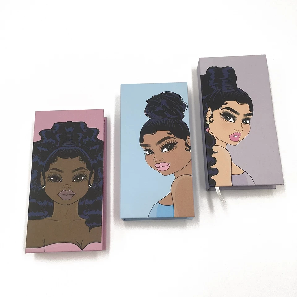 

AG153 Factory custom made black mink eyelashes 3d false red packaging eyelash book box, Black color