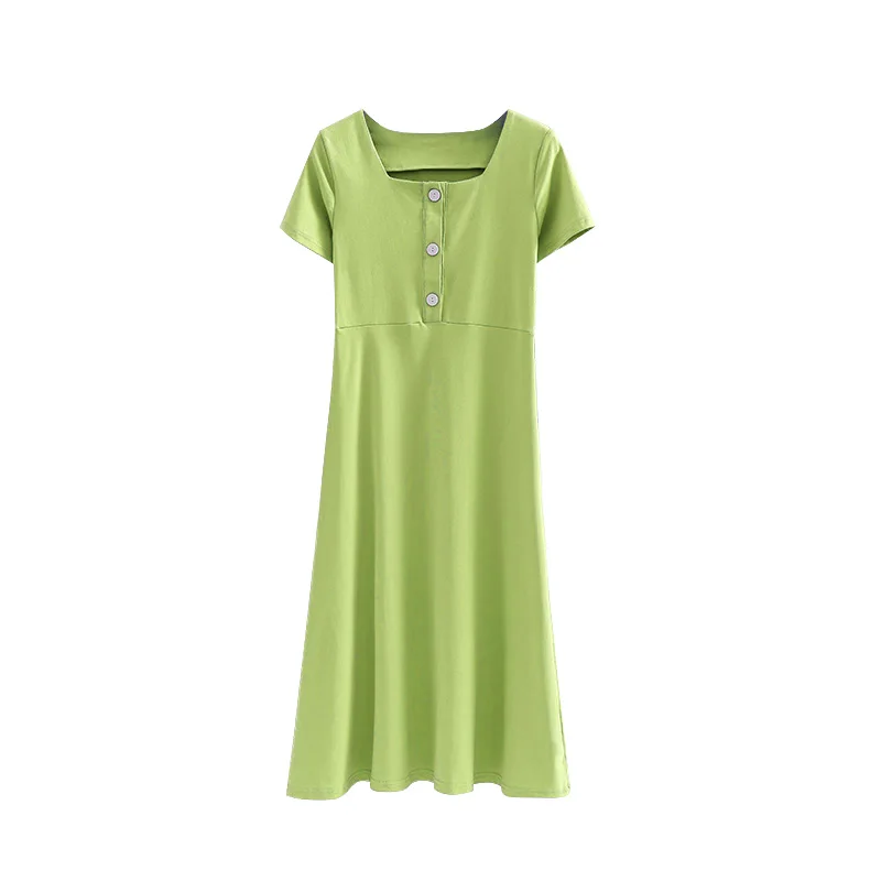 

2021 summer fashion women's button casual dress French Style Sexy Women's Cotton Skirt