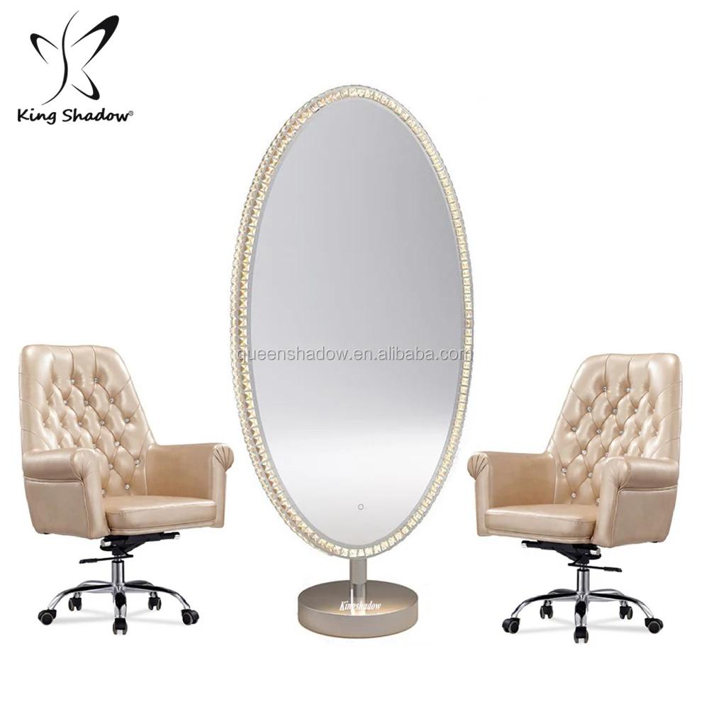 

Beauty salon furniture set salon styling stations makeup mirrors chair led mirror crystal
