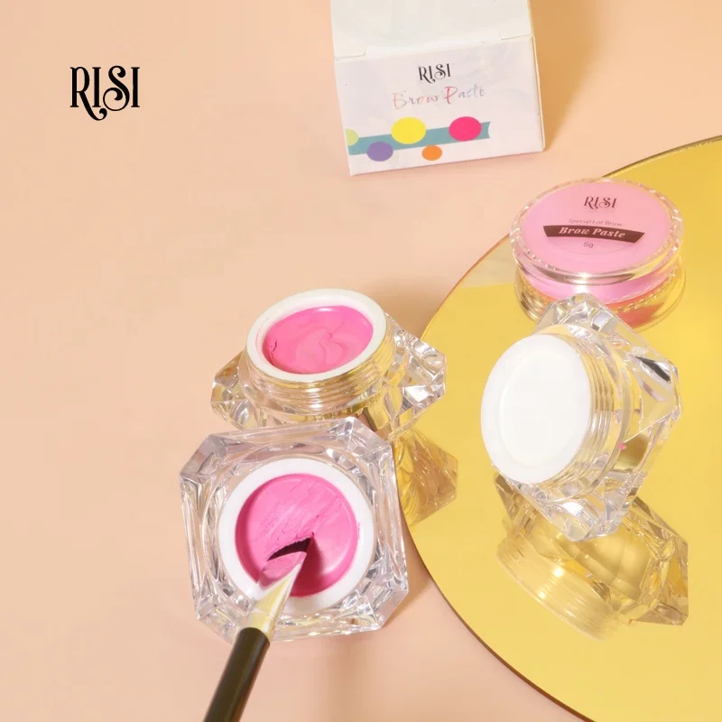 

RISI Fashion Pink Brow Paste White Waterproof Mapping Paste For Brows Private Label