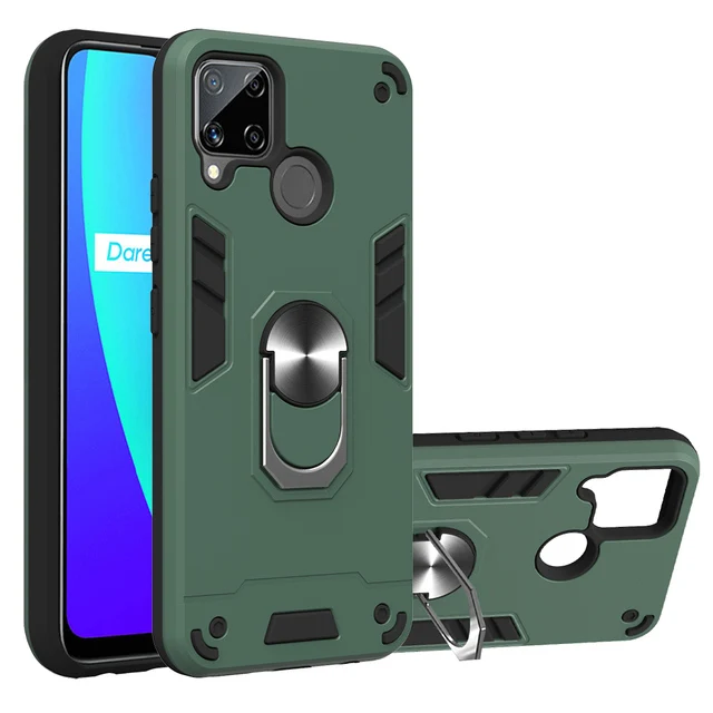

Magnetic Metal Ring Armor Shockproof phone case for OPPO Realme C21Y C25 8 Pro C21 C20 C17 7I Narzo 20 A Pro C15 C12 C11 6 I pro, 9 colors