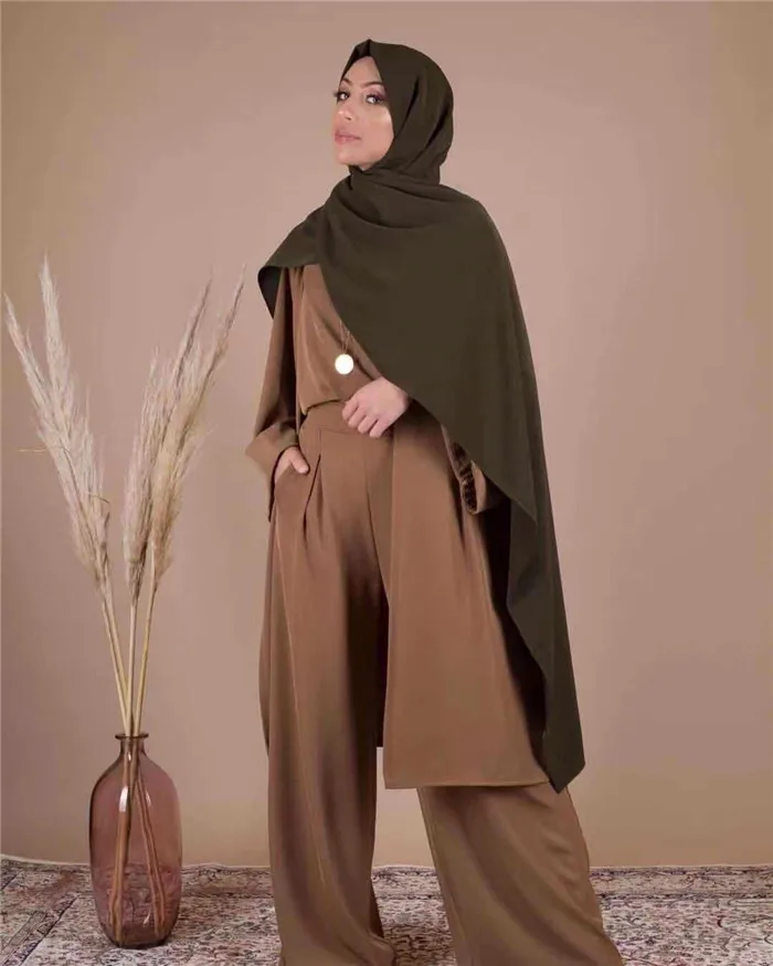

New arrival 3 pcs set high quality soft crepe daily wear plain suit, Black,purple,beige,gray,dark green
