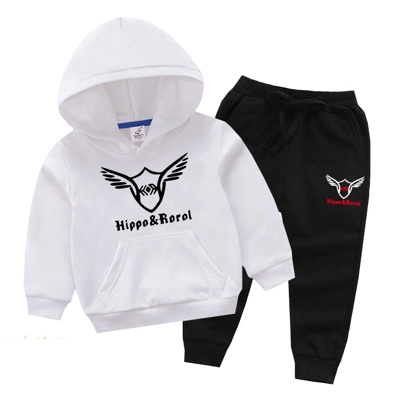 

Boys and Girls Hooded Sweatershirt Custom Brand LOGO Teens Clothing Sets Tracksuits For 2-13 Years, 15 colors