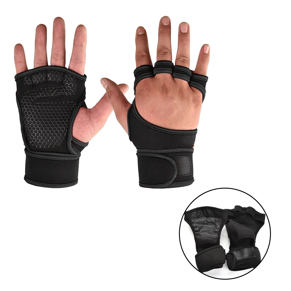 

1 Pair Sports Gym Fitness Gloves Shockproof Half Finger Weight Lifting Training Glove for Men Women, Black