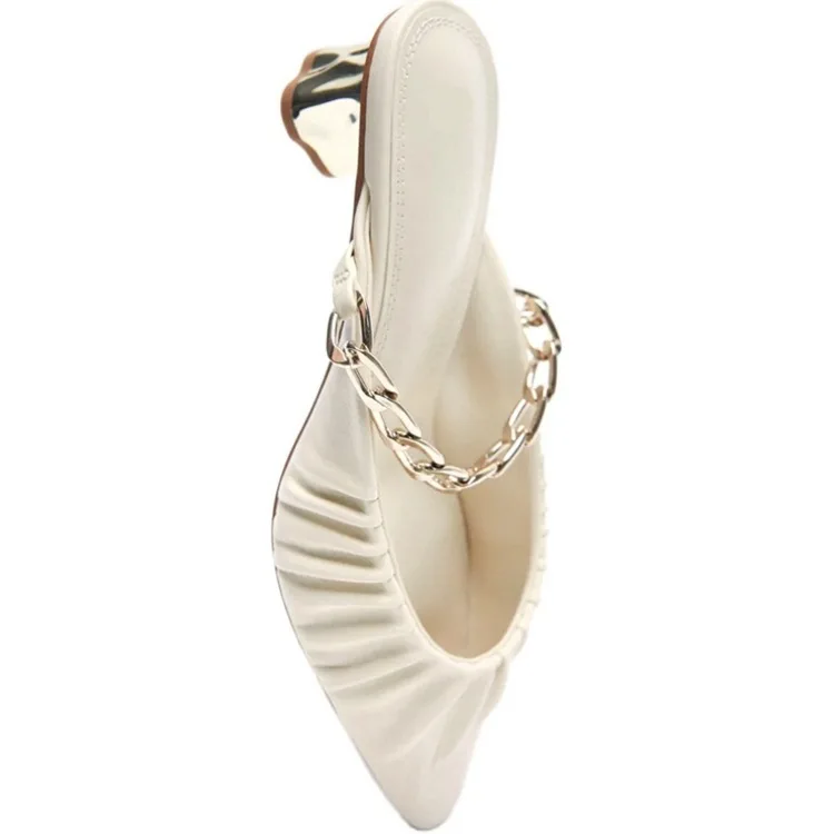 

Fashion Slippers For Women Thin Heels Outside Slides Sexy High Heels Female Sandals Open Toe Girls Party Shoes, White