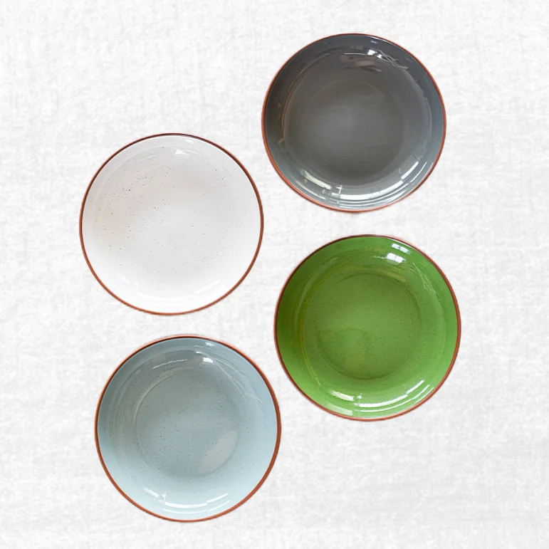 

Terracotta Pasta Bowls 9.25 Inch Ceramic Dinner Plates Set Of 4 Large Salad Serving Wide Porcelain Bowl