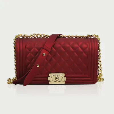 

Wholesale fashion solid color luxury chain purse women candy jelly handbags